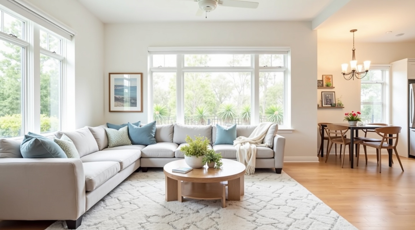 Spotless modern living room cleaned by St. Johns Clean