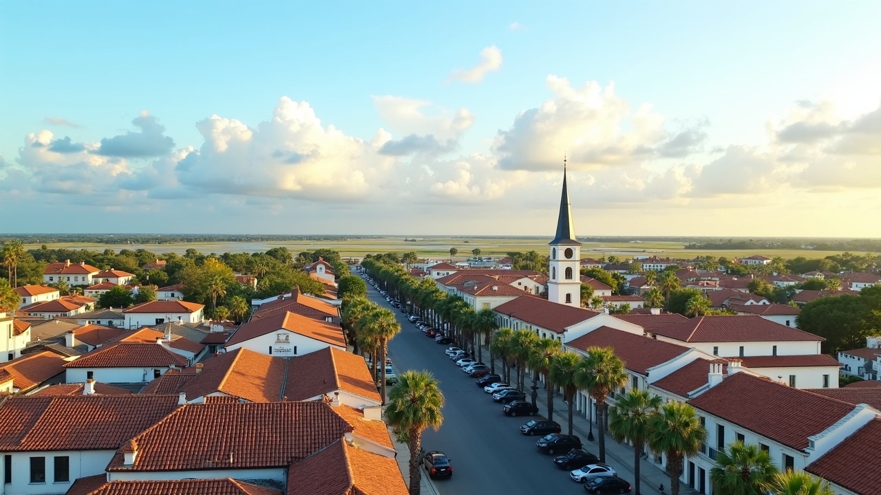 St. Johns County Florida skyline with palm trees