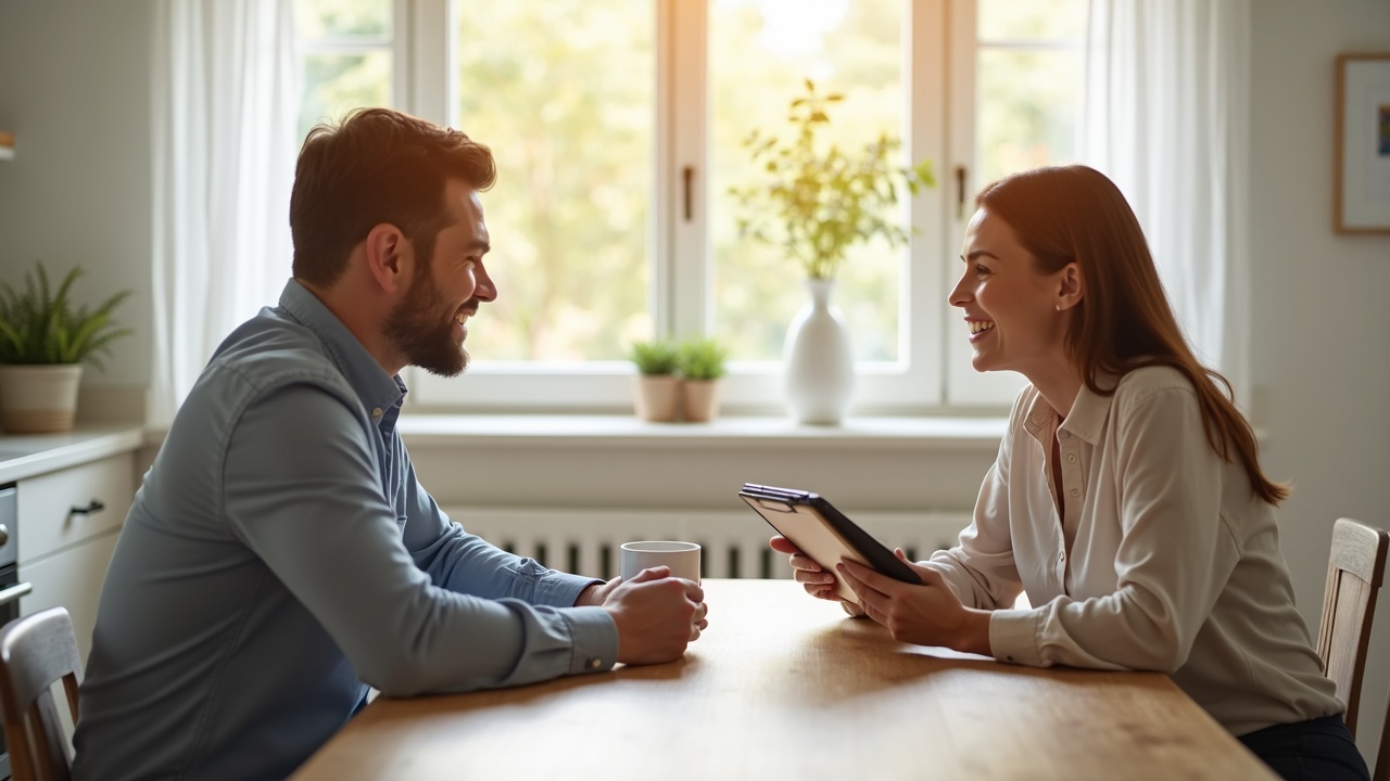 Professional consultation at kitchen table